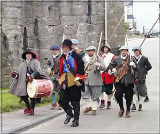 Soldiers marching around the Town.